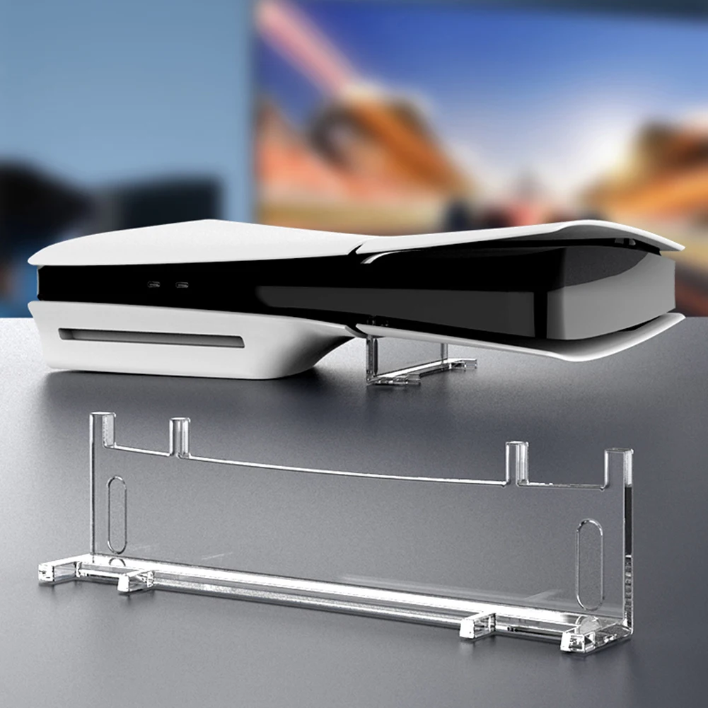 For PS5 Slim Horizontal Console Stand Fixed Support Bracket Acrylic Stand Holder for Playstation 5 Slim Disc&Digital Edition