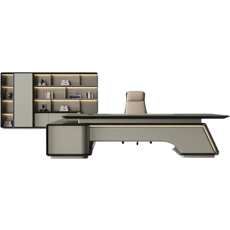 Light Luxury Boss Table,  Chairperson, High-end Manager, Office Desk and Chair Combination, President, Large Class Desk
