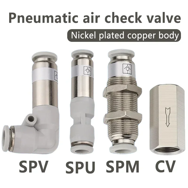 

Pneumatic Check Valve 6mm 8mm 10mm 1/4 3/8 1/2 One Way Non Return Valve Air Single Way Brass Valve Air Pipe Fitting Adapter