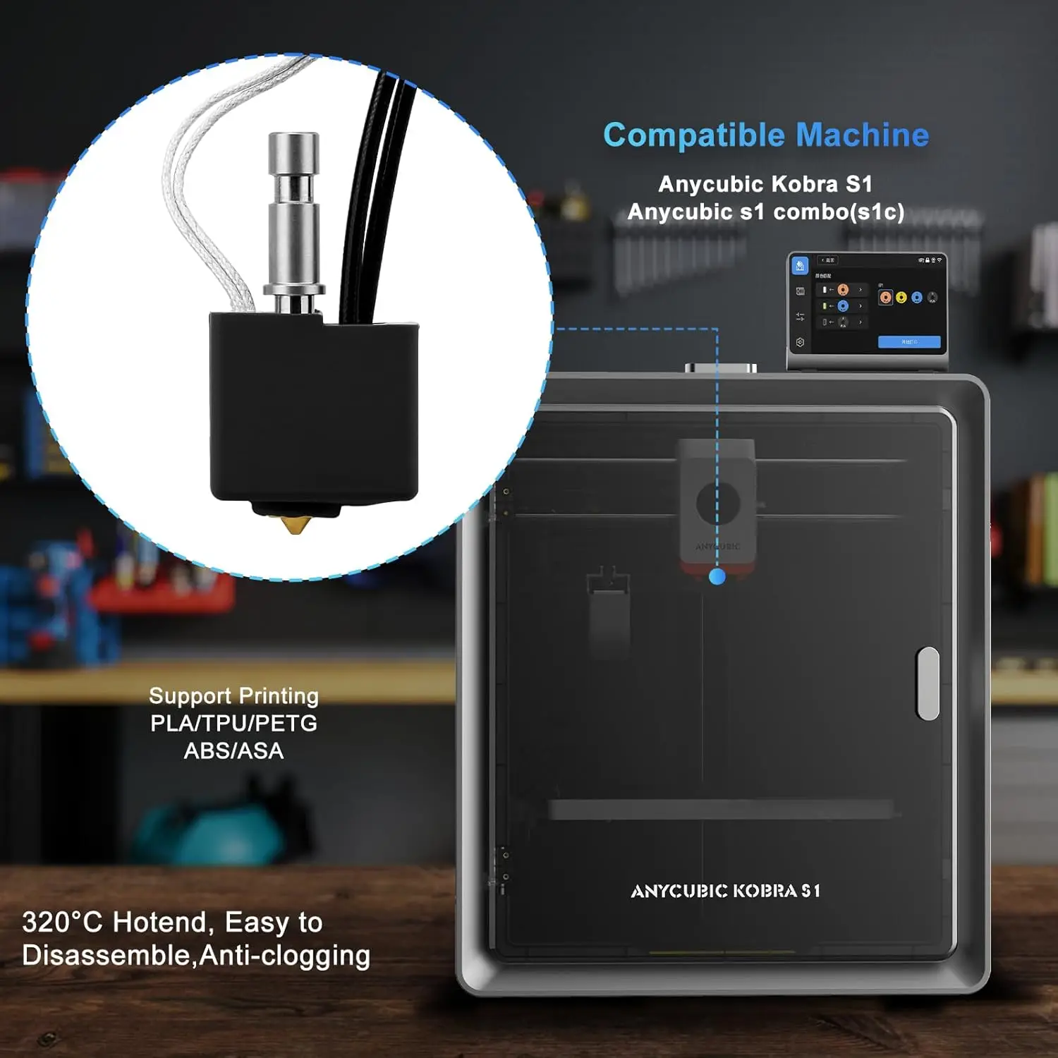 

Комплект хотэнда Anycubic Kobra S1 Combo для Anycubic Kobra S1C: печатающая головка и сопло S1C для 3D-принтеров