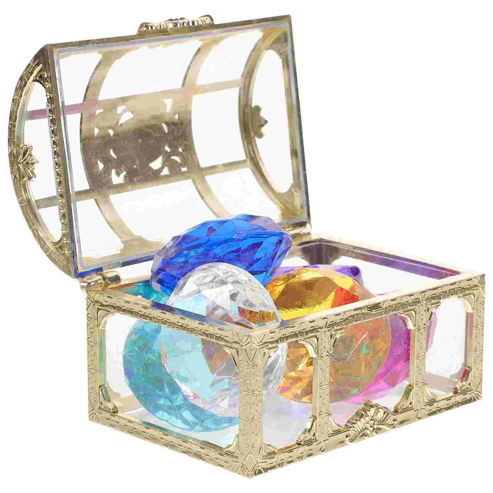 Diamond Treasure Chest Diving Diamonds Kids Gemstone Toys Gemstones for Plastic Colorful Fake