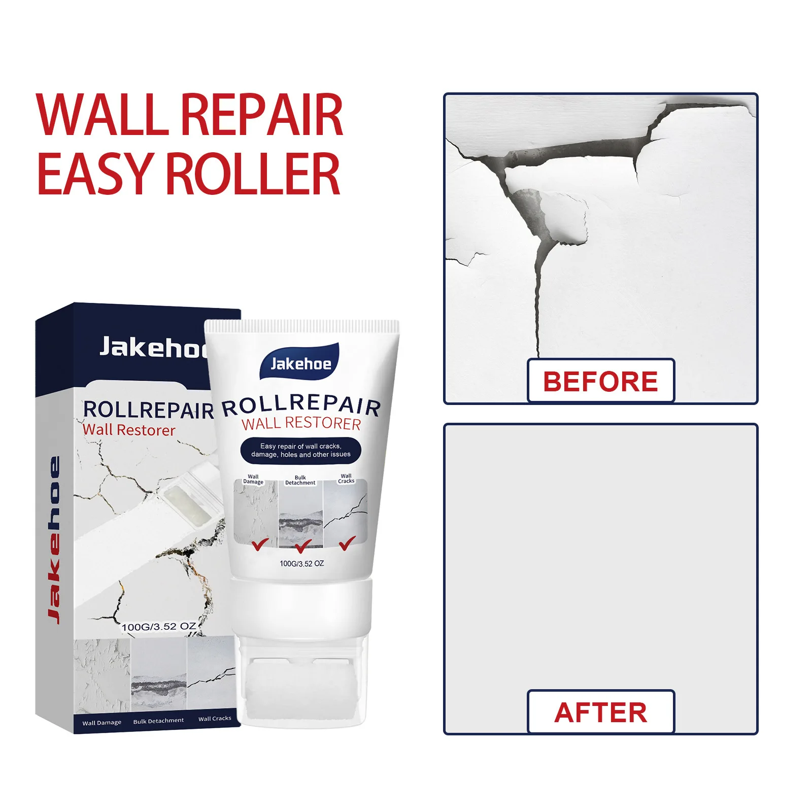 Pasta de reparación de pared de secado rápido, relleno de grietas de pared portátil, impermeable, blanco, a prueba de moho, para el cuidado de las paredes interiores del hogar