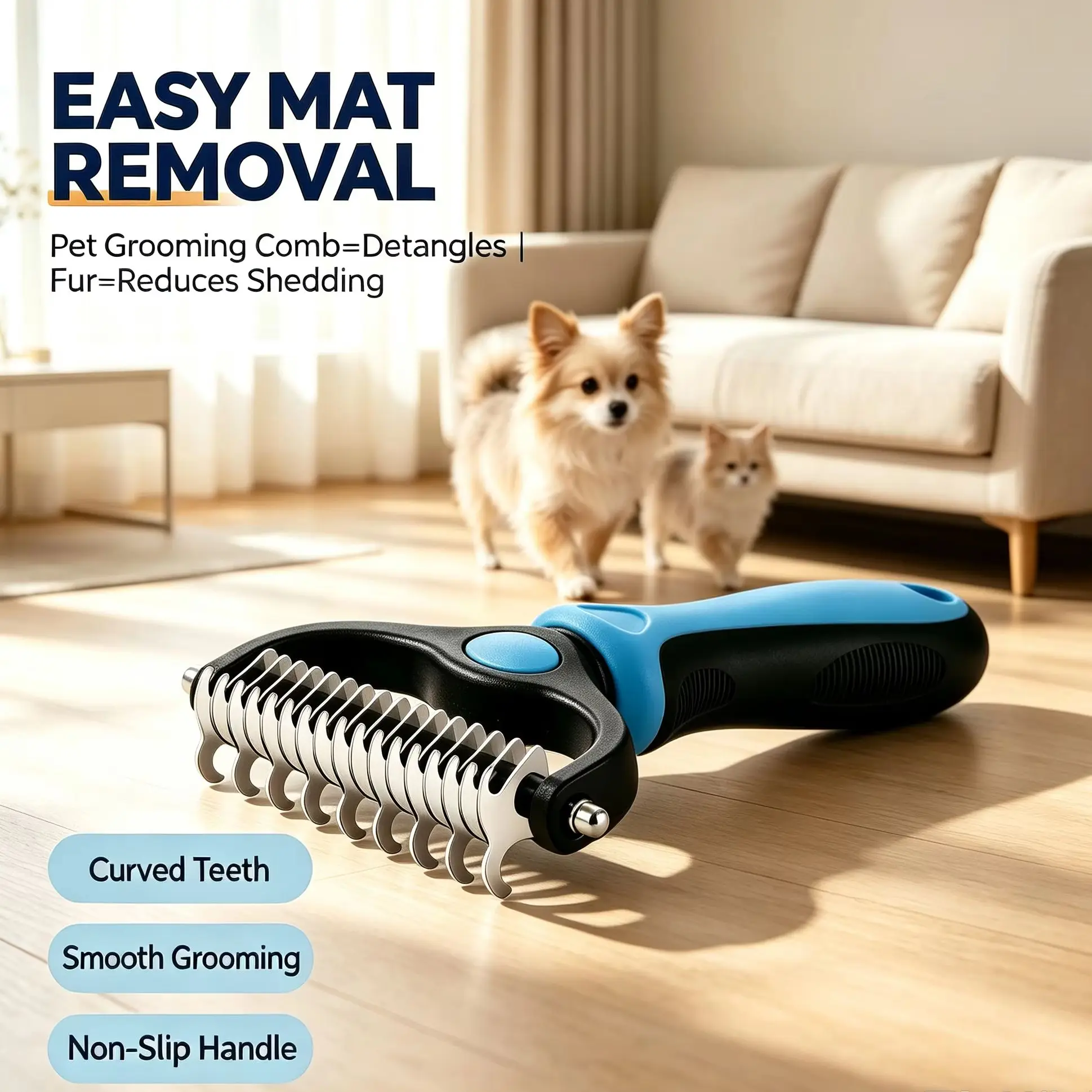 1p Professional Pet Deshedding Brush Dog Hair Remover Pet Fur Knot Cutter Puppy Cat Comb Brushes Dogs Grooming Shedding Supplies