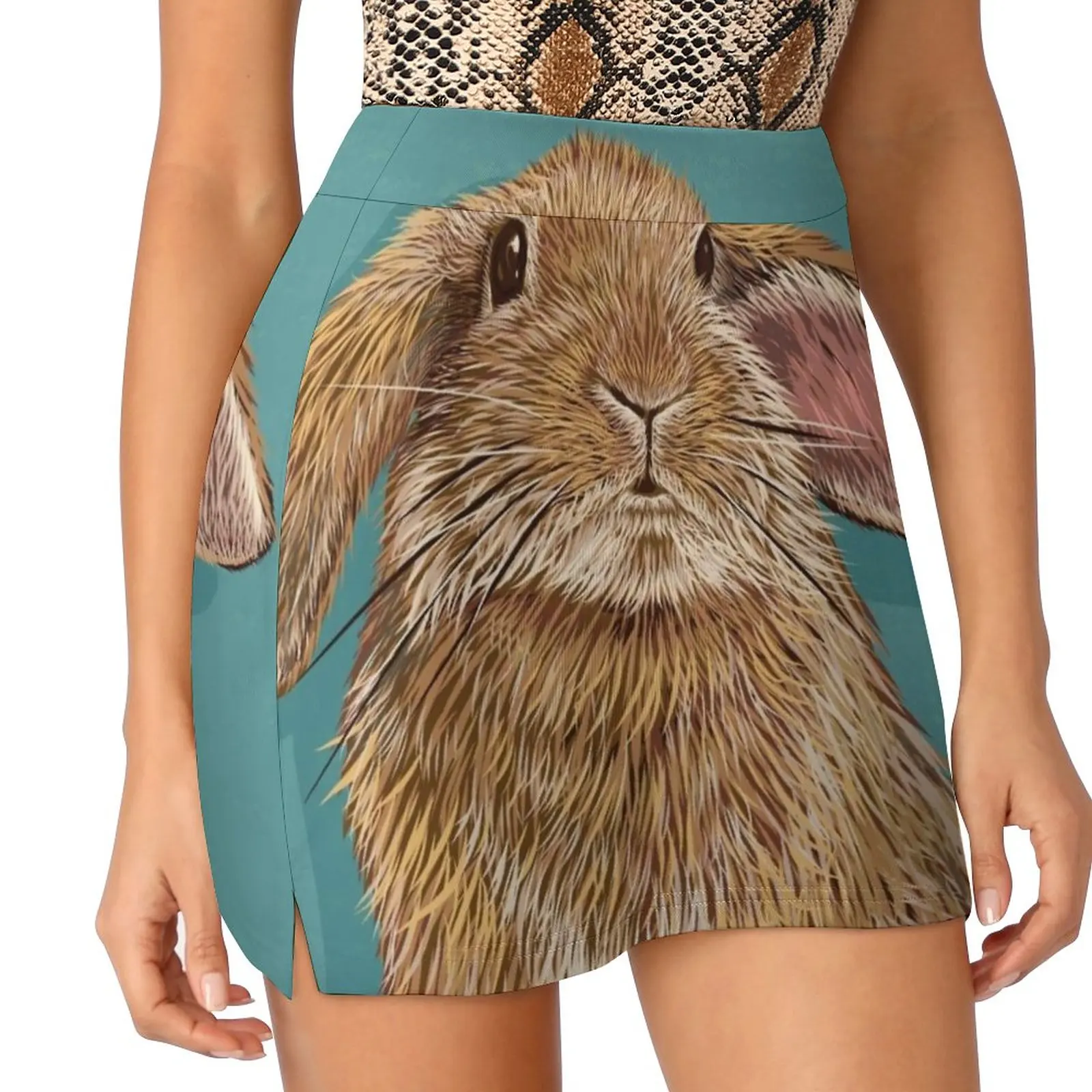 Bunny Women's skirt With Hide Pocket Tennis Skirt Golf Skirts Badminton Skirts Running skirts Bunny Rabbit Hare Wildlife Trish