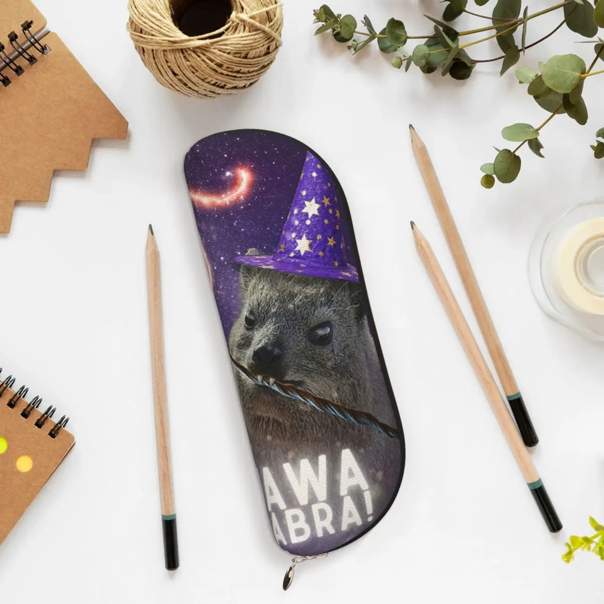 

AWAWA KADABRA Rock Hyrax Wizard Pencil Case Pen Holder Storage Stationery Supplies Large Storage Pen Box Pencil Bag