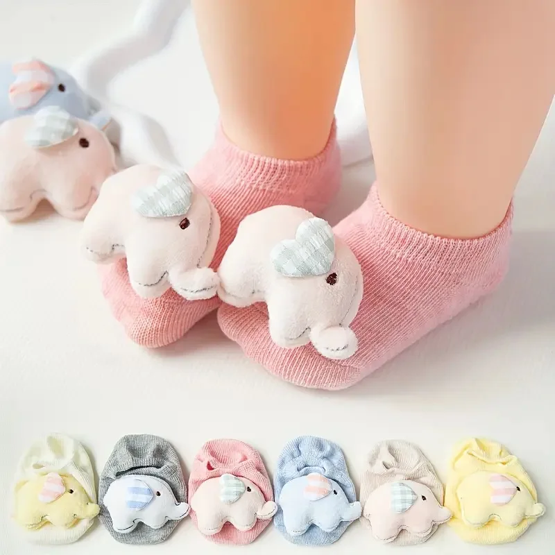 Newborn Baby Socks For Boys Girls Spring Autumn Cartoon Elephant Doll Infant Toddler Short Girl Boy Sock Baby Accessories 0-1Y