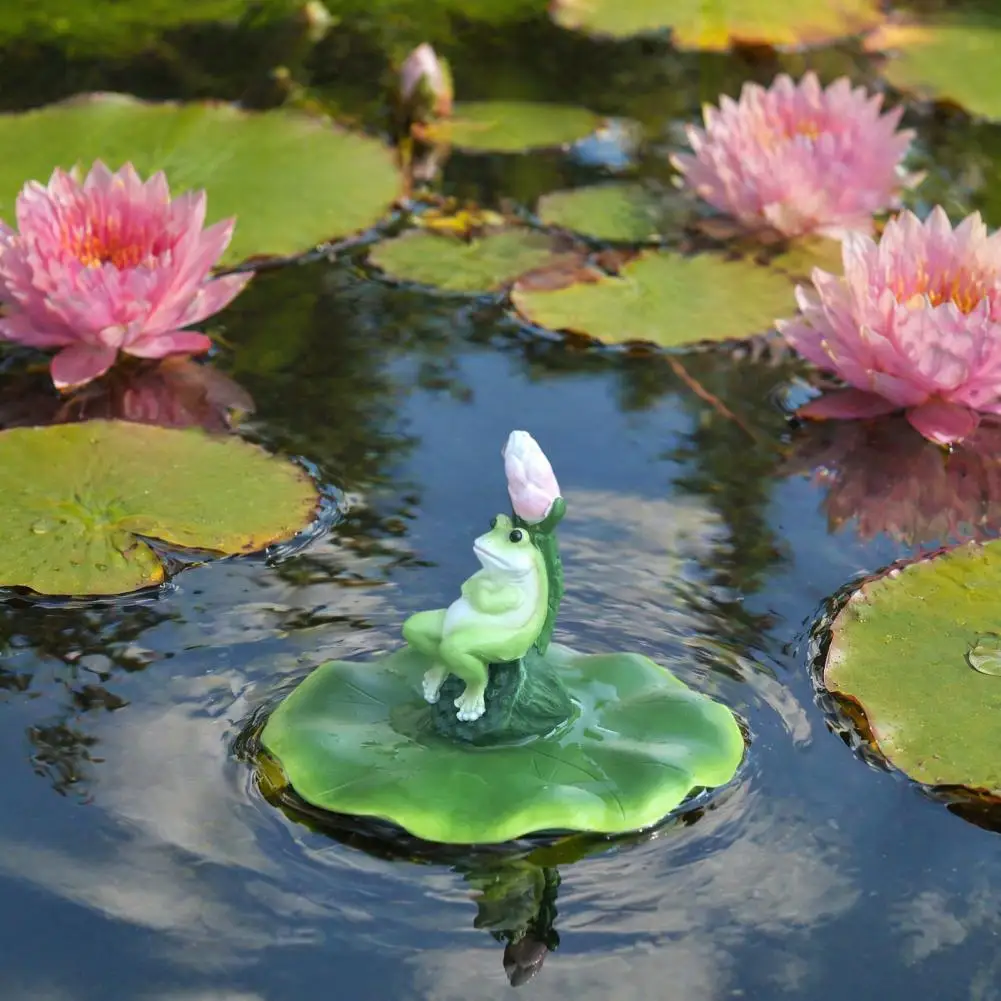 Garden Statues for Water Features Realistic Floating Frog Pond Ornament Weather Resistant Resin Statue Garden Backyard for Water