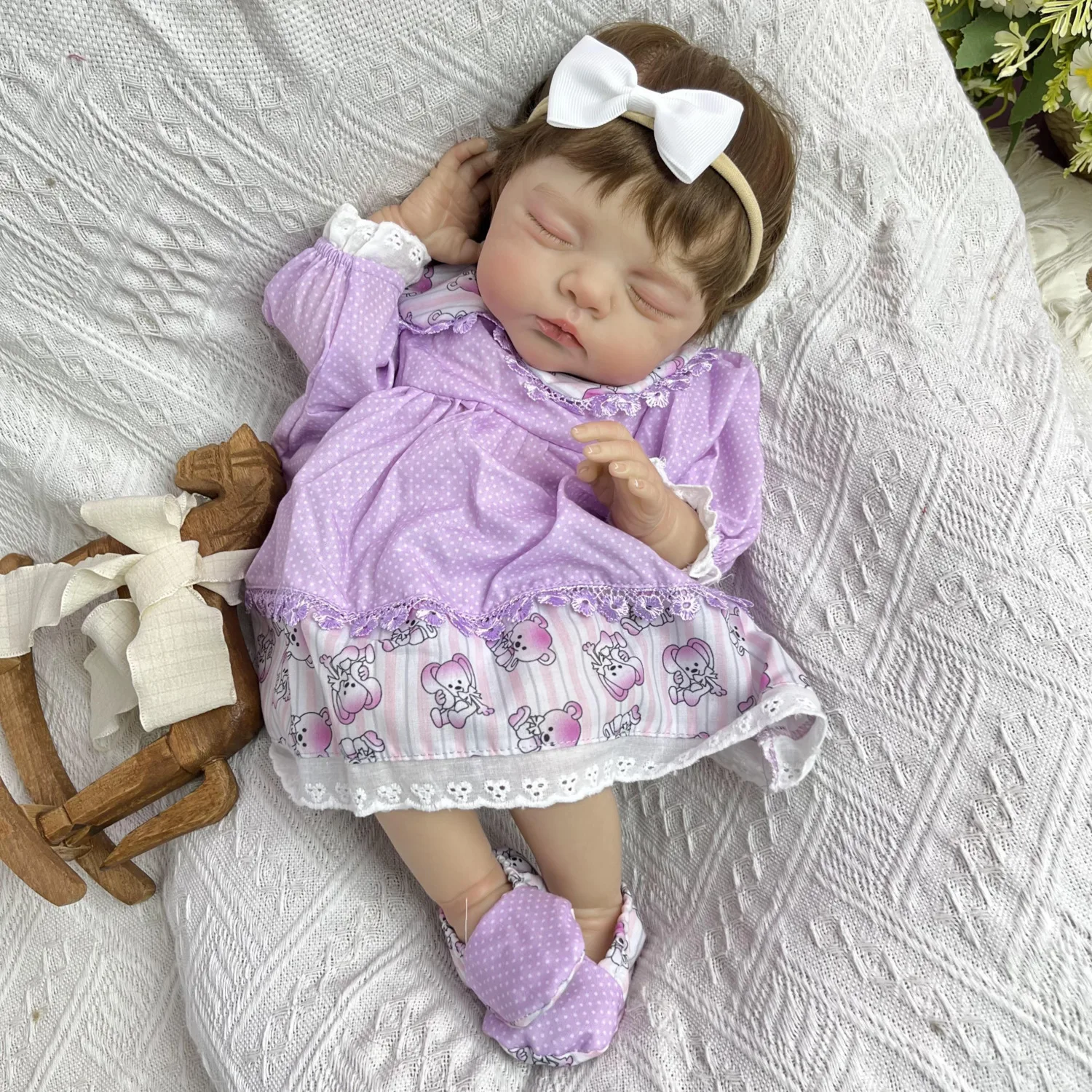 BZDOLL 19 Calowa 48 CM Lalka Reborn Dziewczynka z Pełnego Winylu, Realistyczna, Ręcznie Robiona, Modna, Idealna na Prezent Urodzinowy