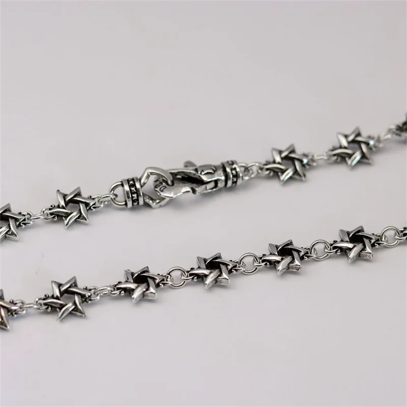 925 silver used hexagram sweater chain Vintage Necklace long personalized punk necklace for men and women