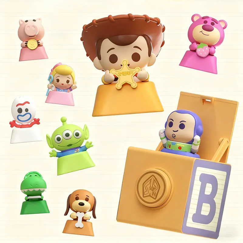 Disney Toy Story Blind Box Fidget-Spielzeug Schlüsselanhänger Buzz Alien Figur Fingerknopf Anti-Angst Tastatur-Tastenkappen Neuartige Geschenke
