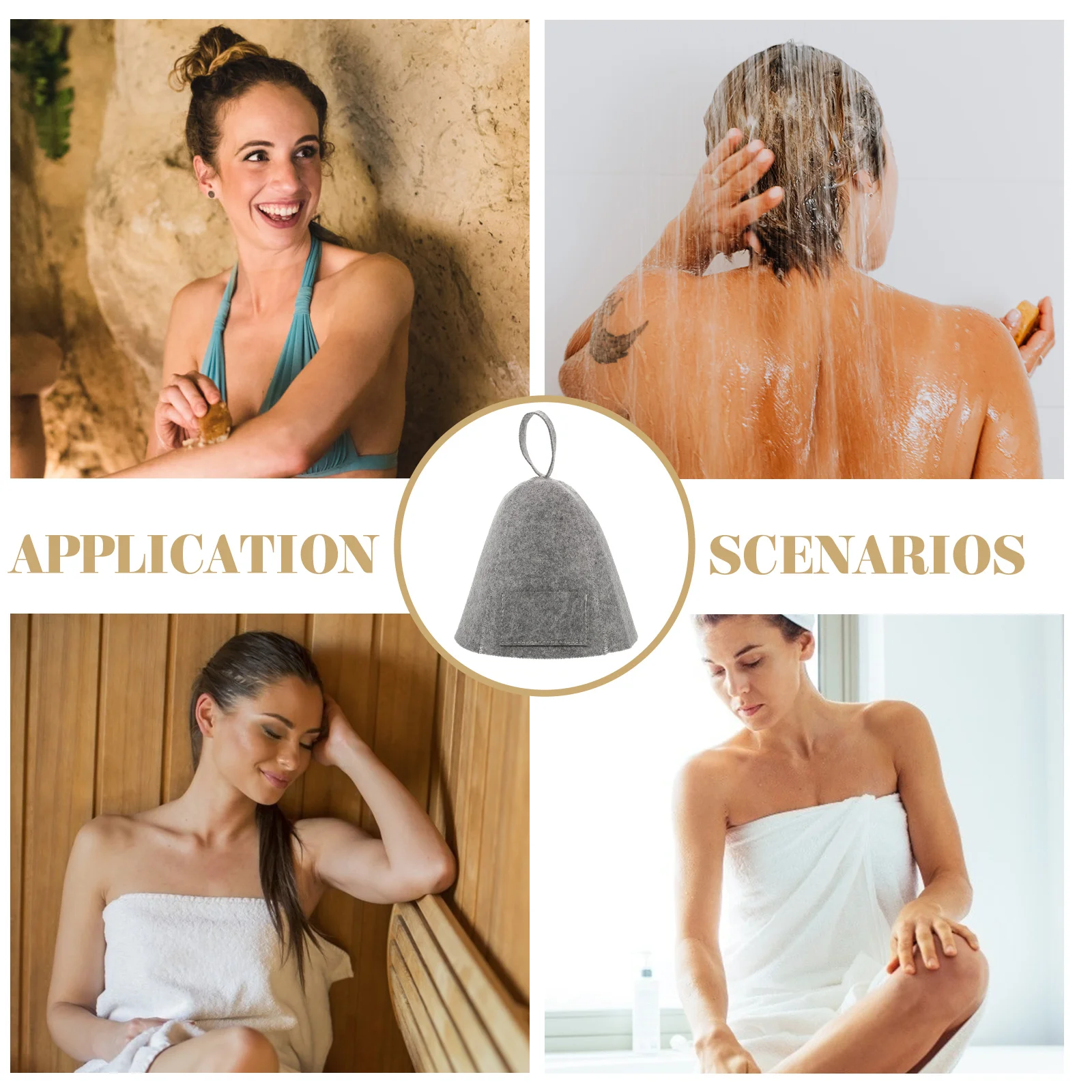 

Shower Cap Bath Hat Felt Material Large Size Gray Color Sauna Spa Bathing Caps Women Men Travel Dry Hair Salon Use