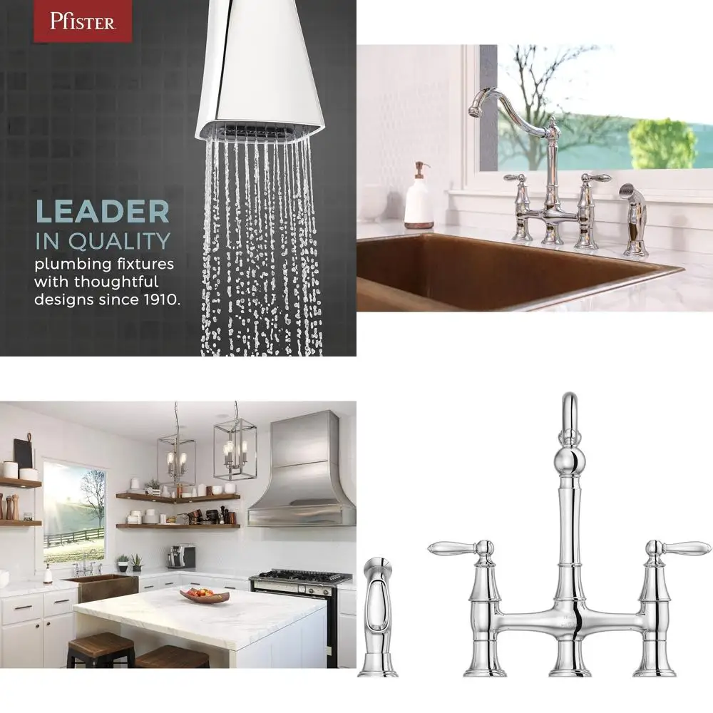 

2-Handle High Arc Faucet with Side Sprayer, Polished Chrome Finish