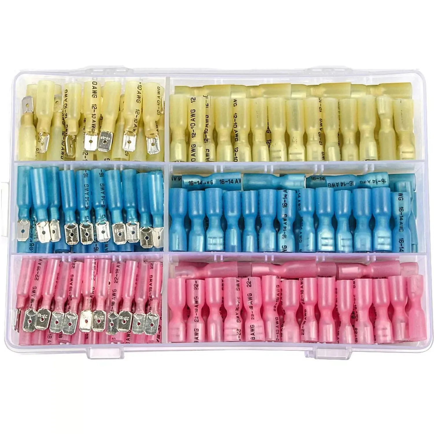 

220PCS Waterproof Heat Shrink Spade Male & Female Electrical Wire Terminals Connectors 22-10AWG 0.5-6.0mm² Kit