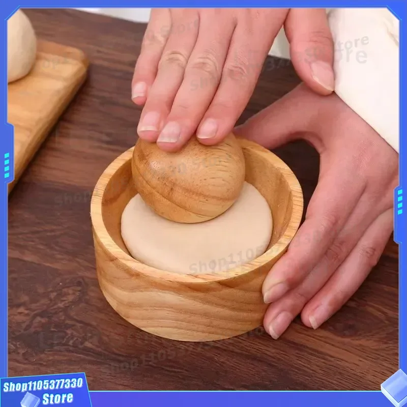 Wooden Dumpling Skin Press Mold Household Quick Rolling Tool Labor Saving Solid Wood Dough Wrapper Maker Kitchen Baking