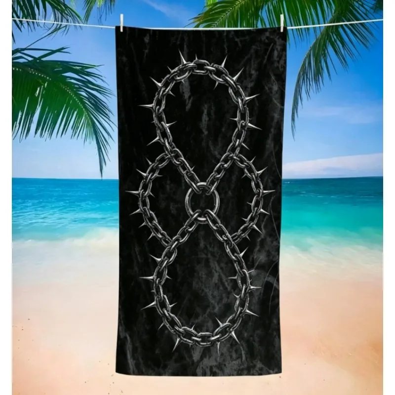 Black Spider Web Beach Towel, Microfiber Sand Free Quick Dry, Gothic Halloween Pattern, Soft Absorbent for Summer & Pool
