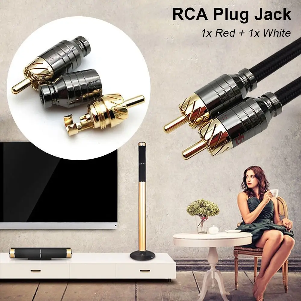 

2Pcs New Gold Plated Earphone Connector Jack Luxury AV Plug RCA Plug Jack Soldering Output/Input Adapter Plug Headphone Jack
