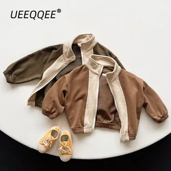 Spring Autumn Children Jackets 1-8Y Boys Cotton Patchwork Zipper Casual Coats Korean Toddler Outerwear Kids Clothing 2024 New