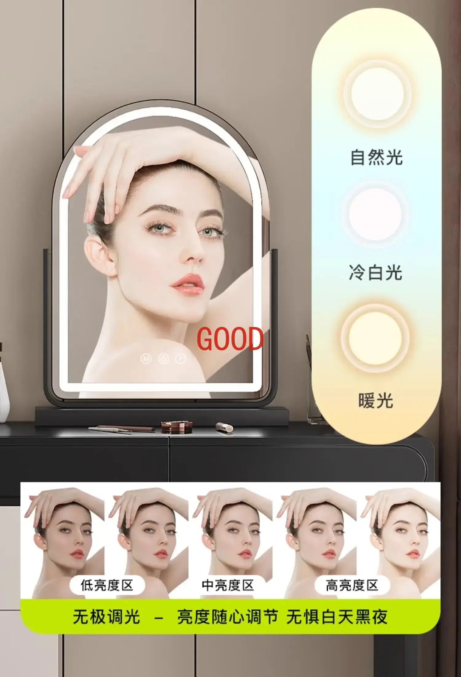 Small apartment cream style dresser storage cabinet integrated new makeup table retractable