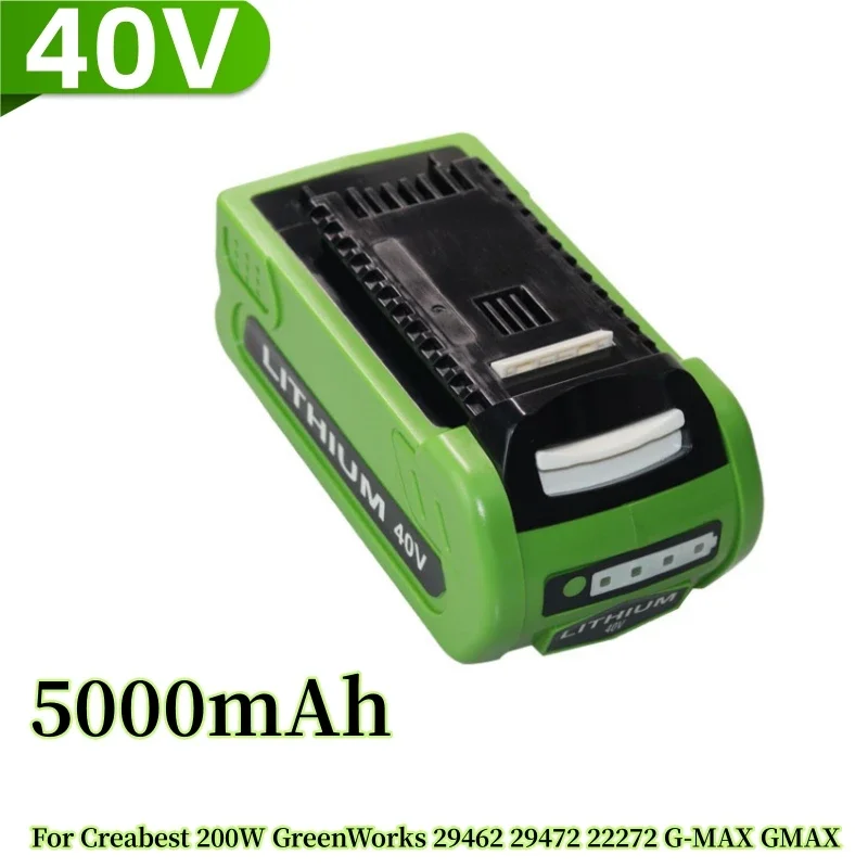 

40V 5000mAh GreenWorks Replacement Battery 29462 29472 40V 5.0Ah Tools Lithium ion Rechargeable Battery 22272 20292 22332 G-MAX