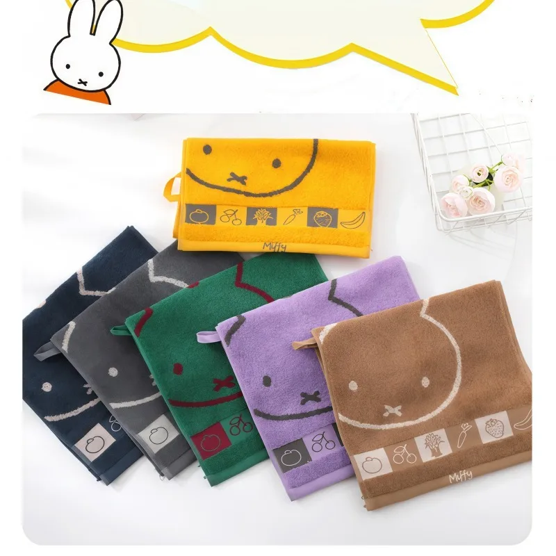 Miffy Rabbit Face Towel, Soft Absorbent Cartoon Hand Towel, Kawaii Anime Kids Bath Towel Household Daily Cleaning Towel Gift