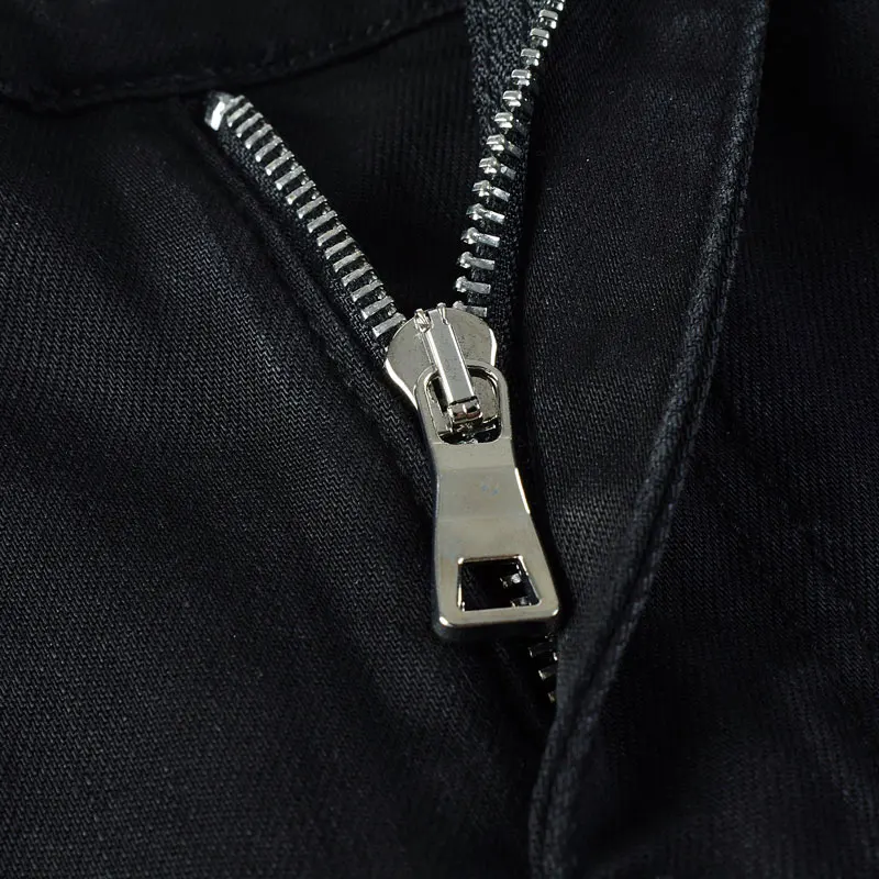 Y2K High Street Fashion New Men's Jeans Washed Nostalgic Stretch Slim Fit Perforated Patch Retro Black Jeans Designer Hip Hop Br