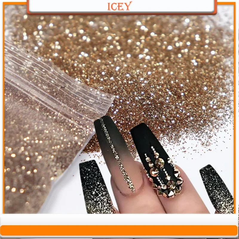 Icey Beauty 10g Sand Gold Ultra-fine Nail Glitter Powder 0.2MM Scallion Powder Nail Glitter DIY Drip Glue Flowing Sand