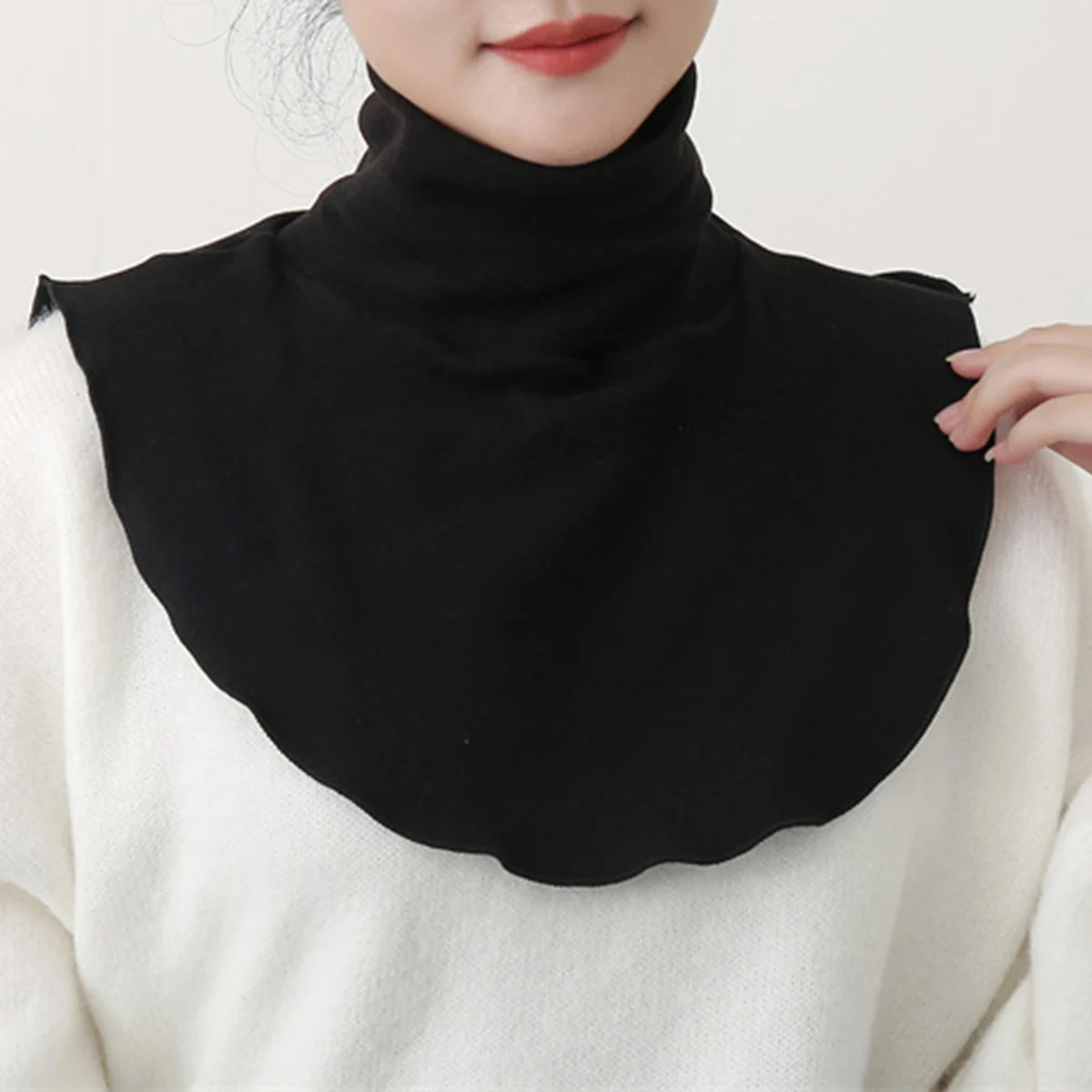 

Muslim Modal Turtleneck Womens Fake Collar Islamic Hijab Elastic Solid Color Mock Neck Cover Half Top Accessory