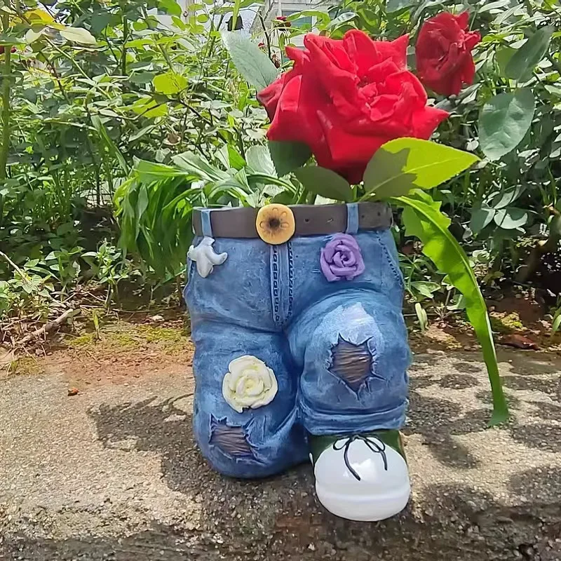 Jeans resin flowerpot resin crafts garden art potted jeans flowerpot