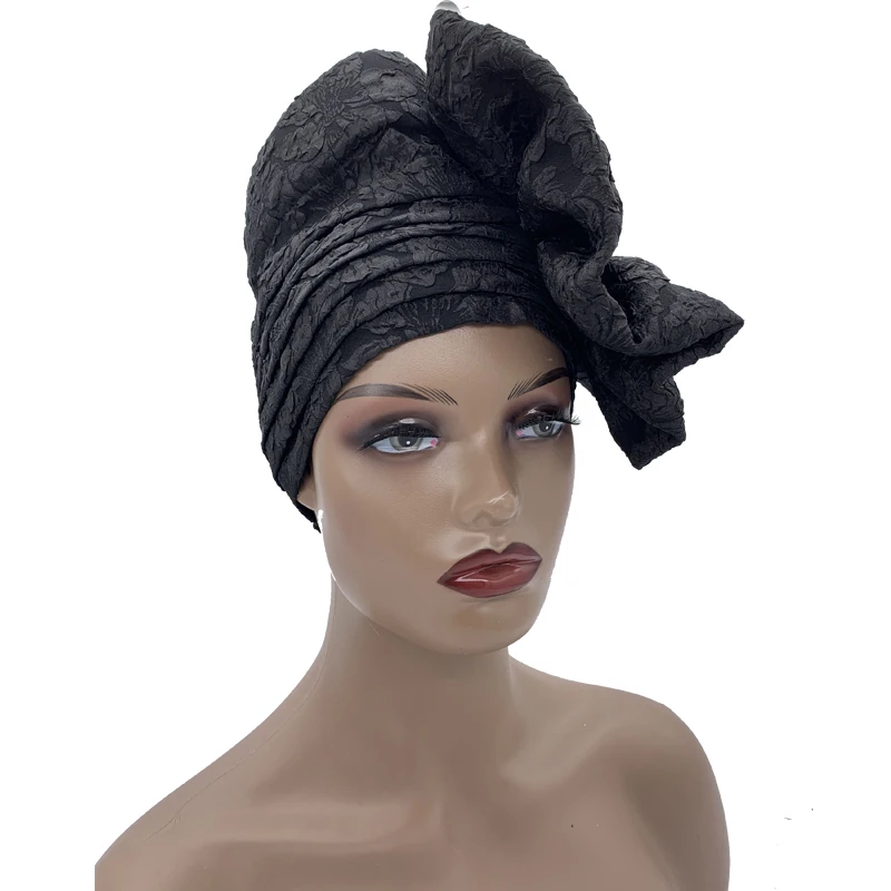 Big Flower Turban Bonnet Fashion Women\'s Head Wraps African Auto Gele Headties Muslim Headscarf Caps