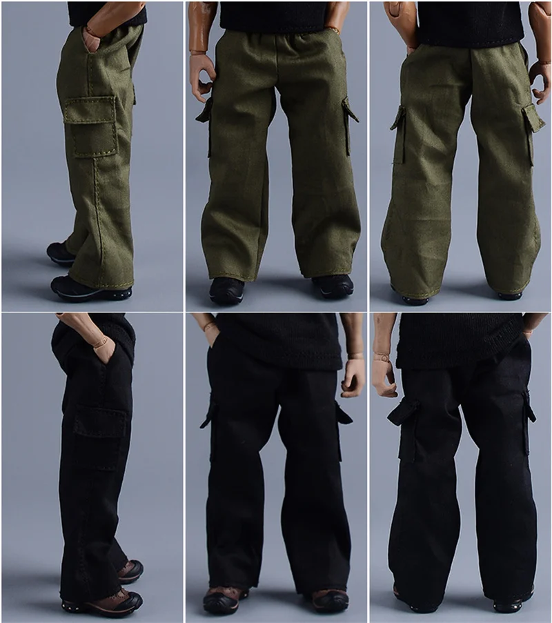 ATStory 1/12 Male Soldier Clothes Fashion Trend Black Army Green Straight Workwear Pants Fit 6" Action Figure Body Model Dolls