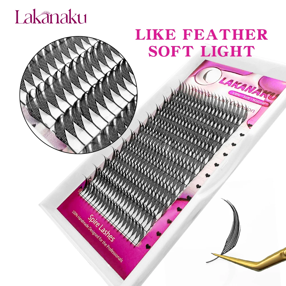 LAKANAKU Wide Narrow Style Comic Spire Lash Extension Laser Cut Manga Anime Premade Spike Lashes