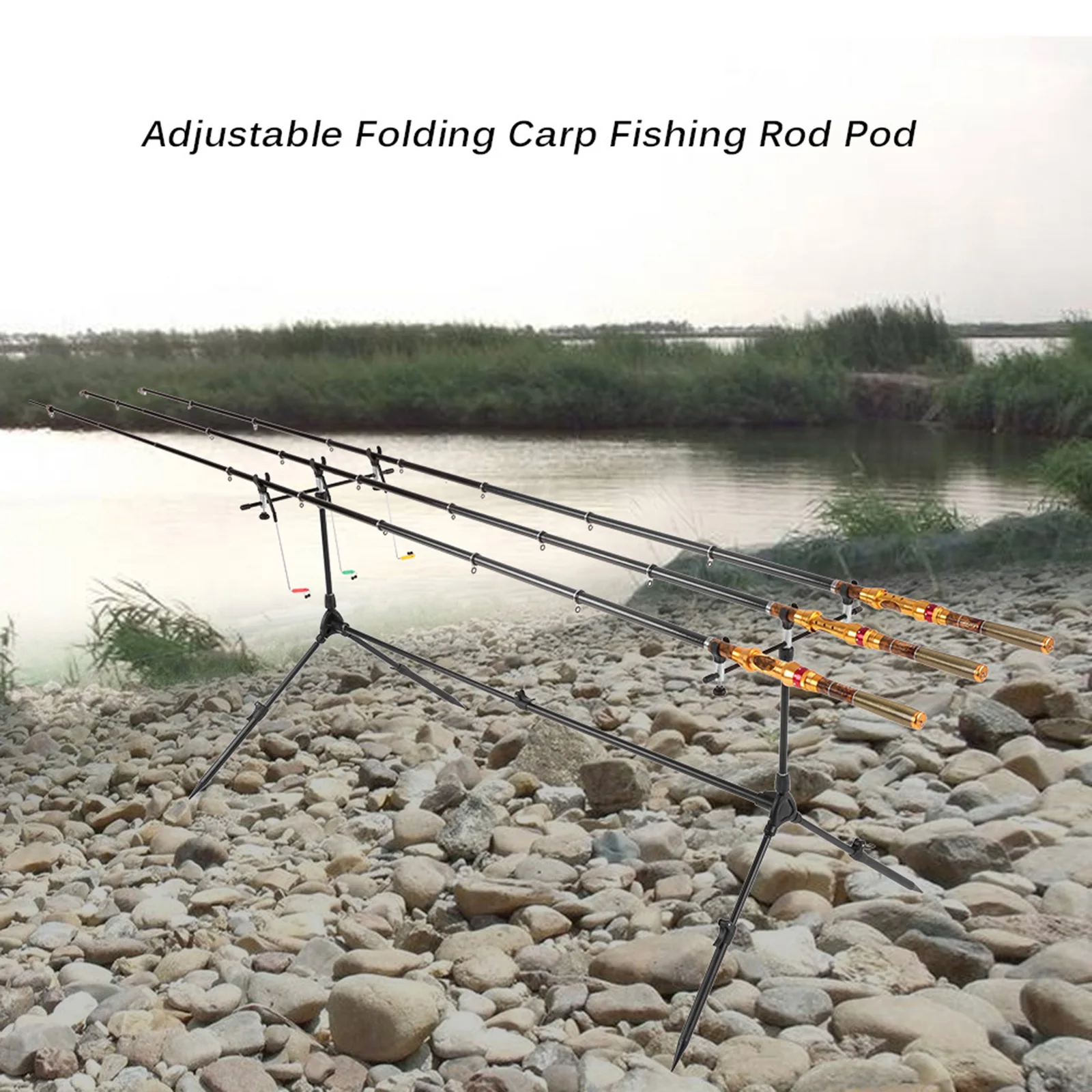 Lixada 3-in-1 Fishing Rod Pod Stand Holder Adjustable Retractable Carp with 3pcs Bite Alarms Fishing Tackle Fishing Accessories