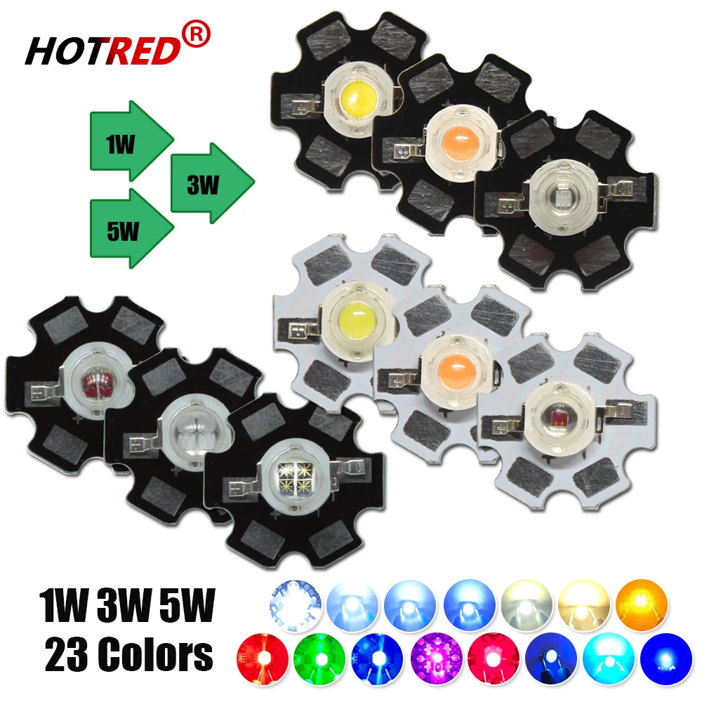 10szt Wysokiej mocy LED COB Chip 1W 3W 5W Ciepły Chłodny Biały Czerwony Niebieski Zielony Żółty Pełne Spektrum 660nm 440nm Światło do uprawy Lampy akwariowe