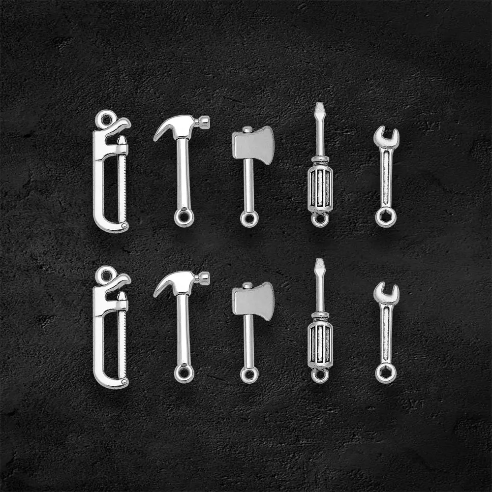 Antique Silver Plated Wrench Screwdriver Axe Hammer Charms Saw Pliers Pendants For Diy Jewelry Making Findings Craft Wholesale - view 4