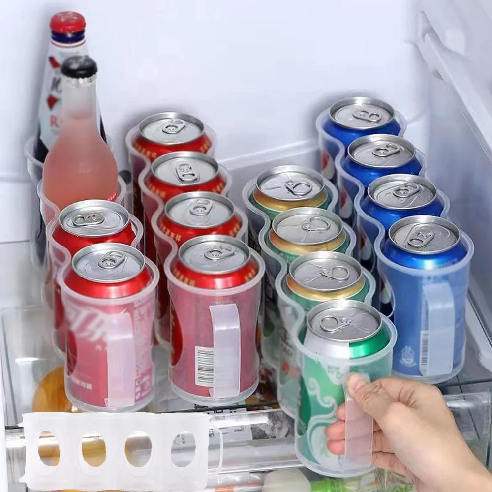 Caixa de armazenamento portátil de latas de refrigerante, adequada para rack de geladeira, rack de latas de cerveja, rack deslizante de armazenamento de geladeira, plástico transparente