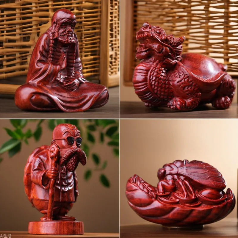 Hot Sale Pterocarpus Santalinus High Density Handmade Carved Hand Pieces Crafts Craft Small Ornaments Backpa Pray for peace Safe