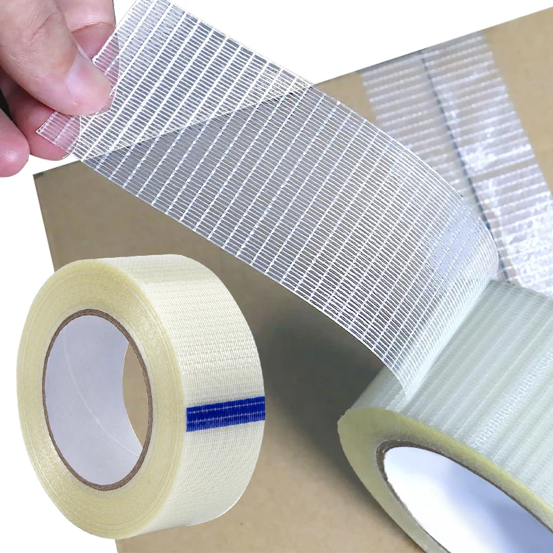 25M Grid Fiber Tape Glass Fiber Tape Strong Fixation High Viscosity Adhesive Tape Single-Sided Waterproof Wear-Resistant Tapes