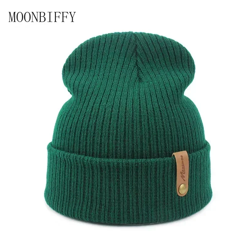 Chapéus de malha para homens e mulheres, bonés Skullies, gorro mais quente, boné casual, monocromático, masculino e feminino, inverno