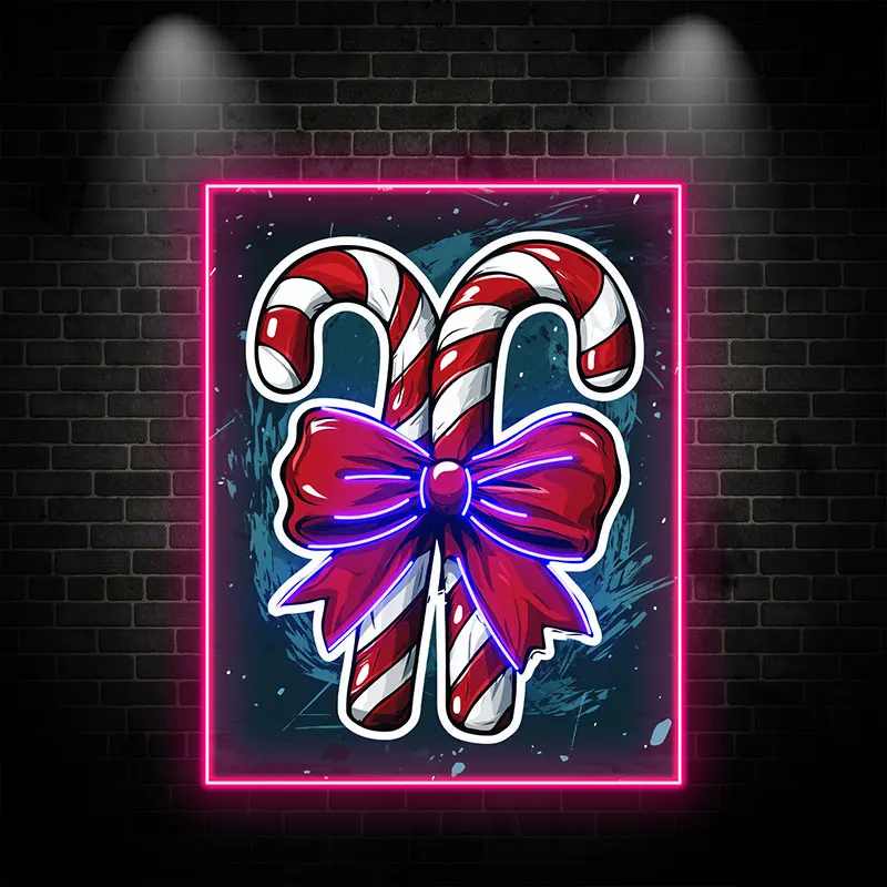 Candy Canes Led Custom Neon Sign, Merry Christmas Gift, Christmas Decor Home Decor, Xmas Party Decor Lights, Led Kids Room Decor