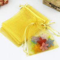 Direct Selling 50 Pcs/Lot Yellow Organza Bag 7*9 CM 9*12 CM Jewelry Packing Bags Pretty Pouches Wedding/Candy Gift Bags