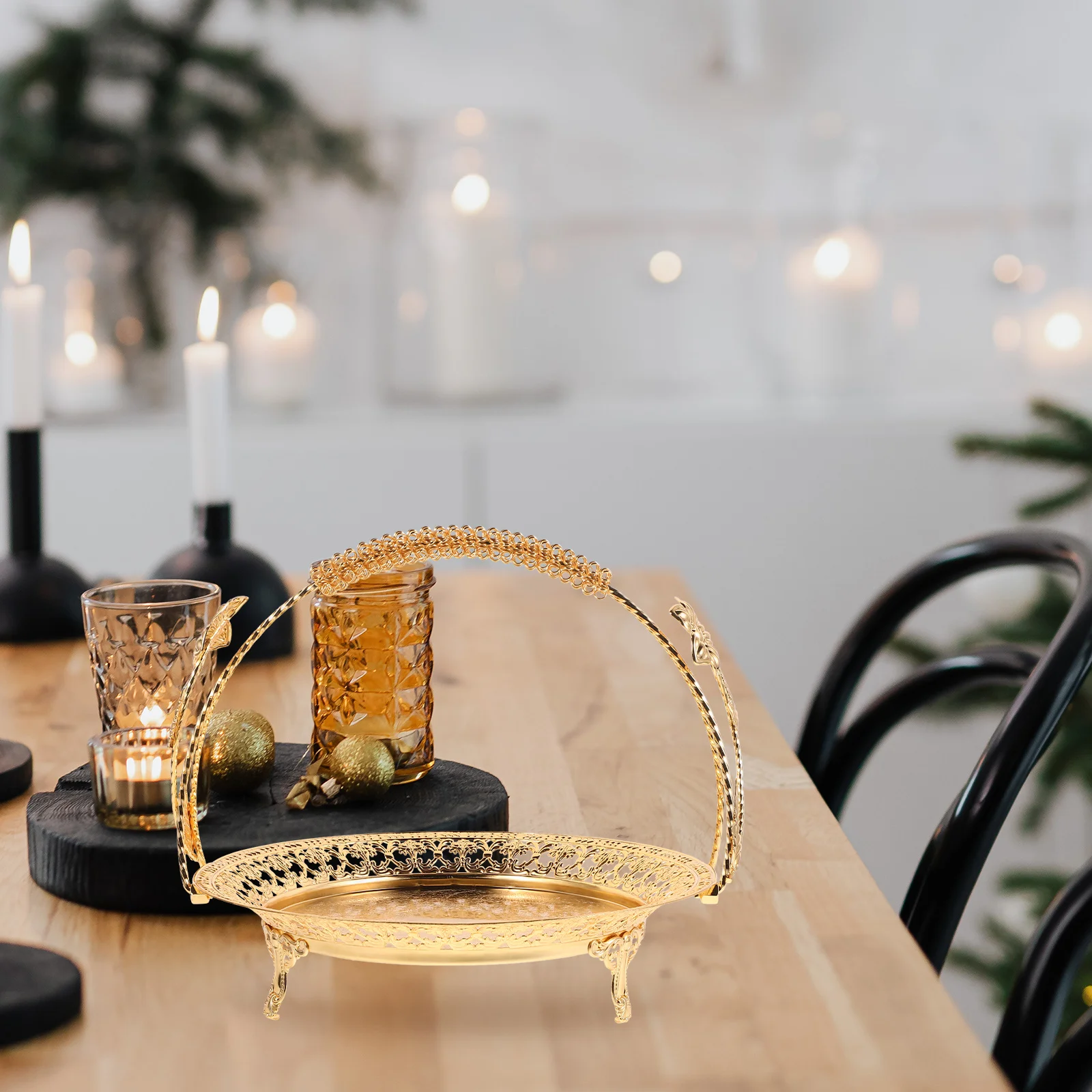 

Metal Fruit Basket Gold Snack Storage Kitchen Countertop Plate Fruit Serving Tray Table Centerpiece Zinc Alloy Dessert