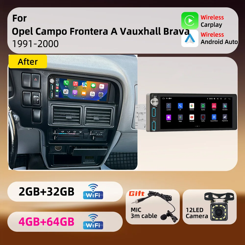 For Opel Campo Frontera A Vauxhall Brava 1991-2000 Android 1Din Car Stereo 6.86