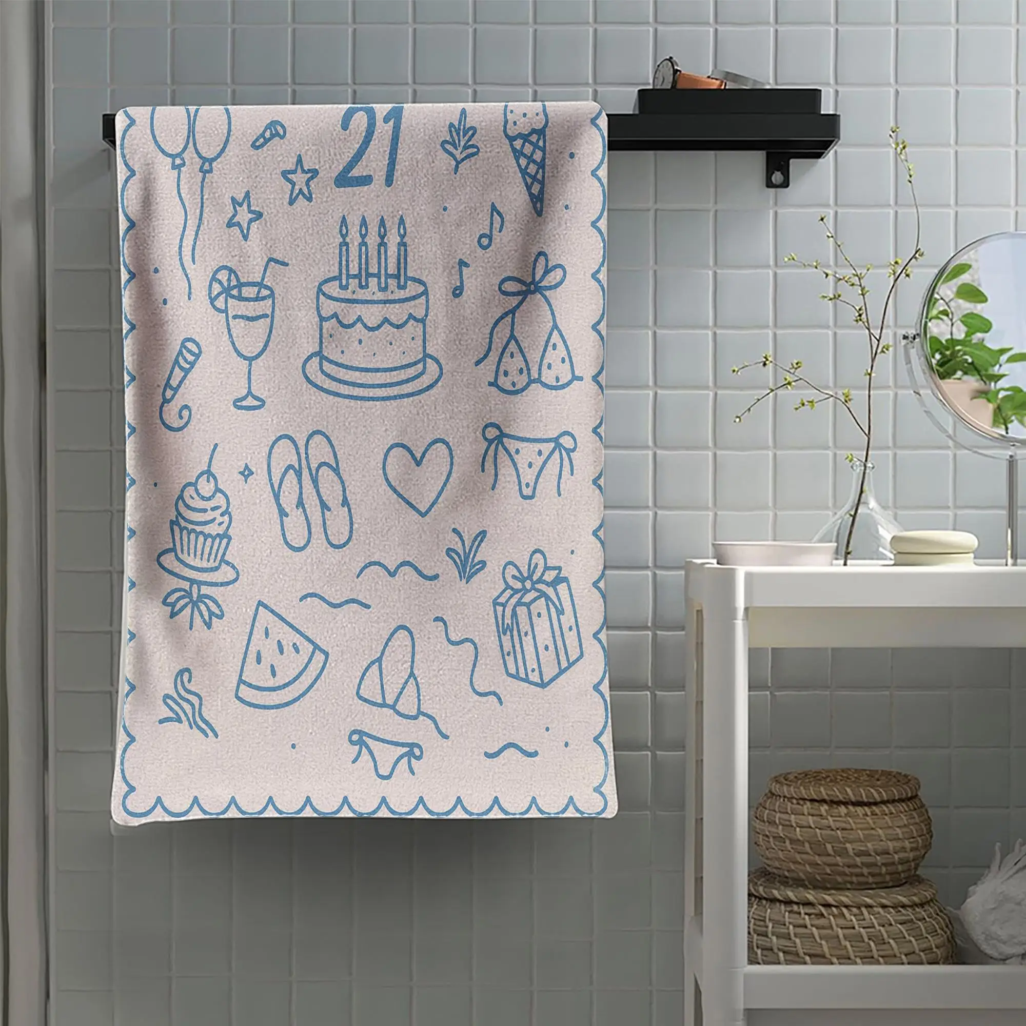 لطيف منشفة الشاطئ المخصصة لعيد ميلاد شخصية الصيف منشفة حفلة 21st هدية عيد ميلاد فكرة بركة الشاطئ رحلة على شاطئ البحر الاحتفال #6