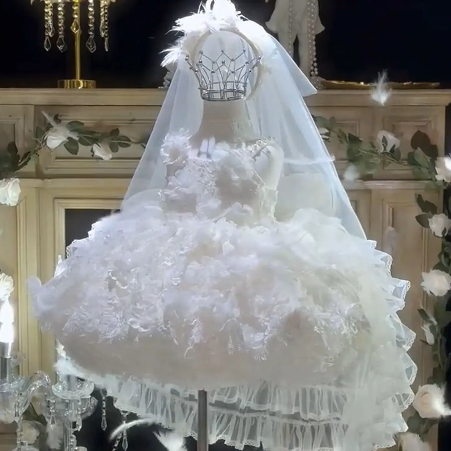 

Jill Wish M016 Luxury Feathers White Flower Girl Dress Sleeveless Princess Baby Kids 1st Birthday Wedding Party Holiday Gown