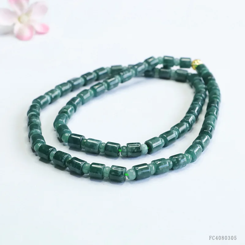 

Ожерелье из натурального нефрита с натуральным синим водным нефритом, регулируемое колье, драгоценный камень, ювелирные изделия Serenity