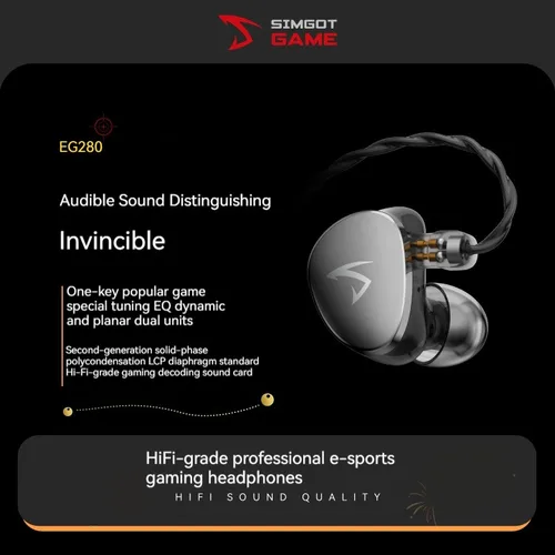 Imagen 2 del producto Auriculares para juegos SIMGOT EG280, auriculares HIFI con cable, interfaz Dual de 3,5mm y USB-C, auriculares FPS personalizados para deportes electrónicos