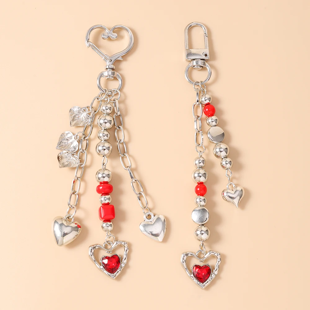 Aihua Fashion Kristall Rotes Herz Schlüsselanhänger für Frauen und Mädchen, Schlüsselring, Handtaschenanhänger, DIY Taschencharms, Schlüsselanhänger Geschenke – Detail 3