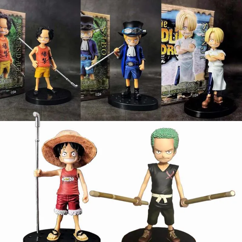 One Piece Childhood Ver. Luffy Sanji Sabo Ace Zoro Kid PVC Action