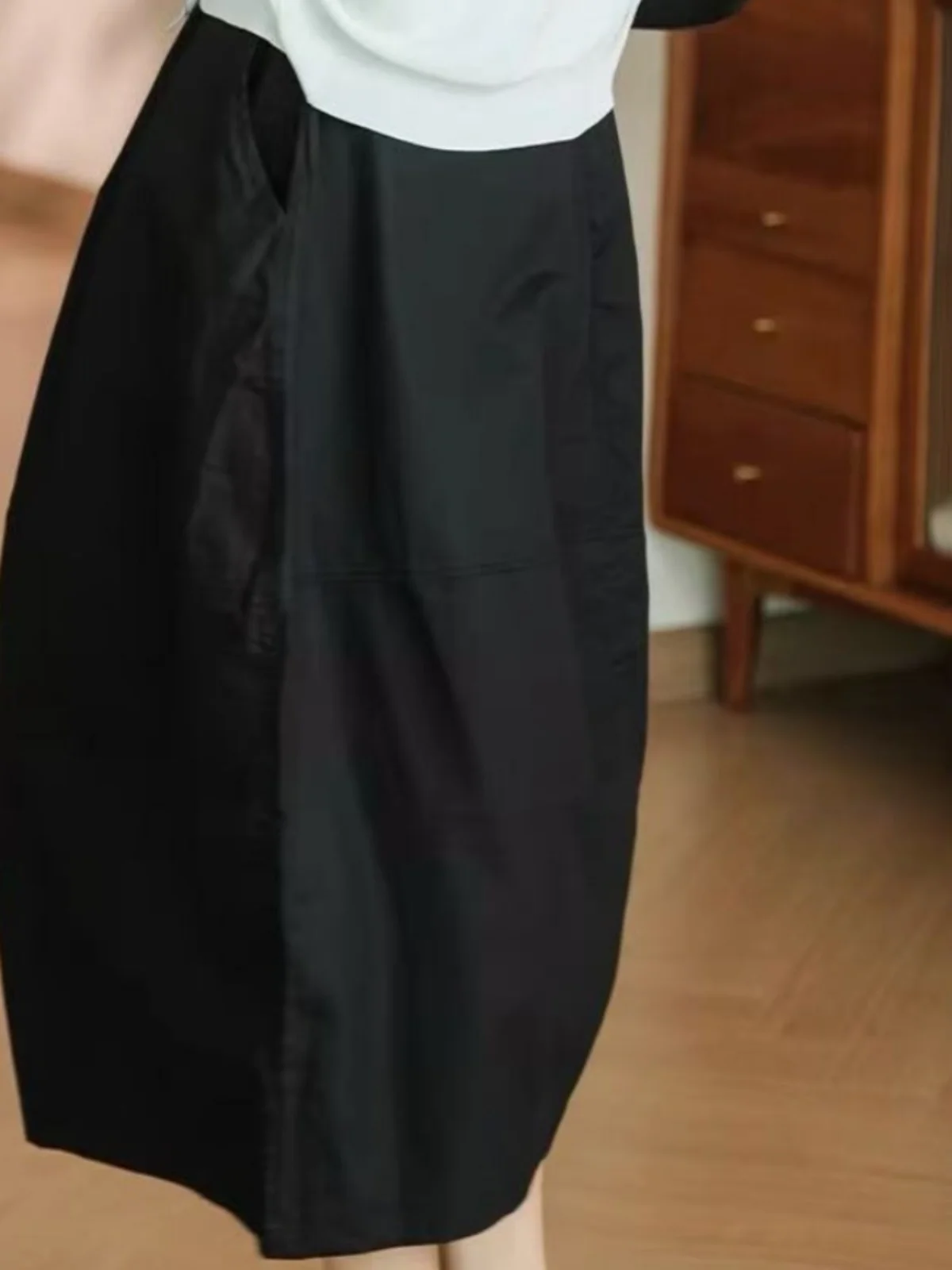 Spring 2025 Japanese Design Deconstructed Bloom Skirt Pure Cotton Straight Cut Mid-Length Workwear Skirt Women's Fashion