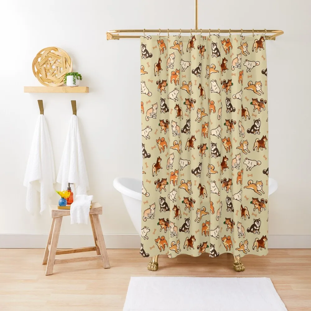 

shibes in cream Shower Curtain Bathroom Accessorys Funny Shower Shower Set Washable Waterproof Fabric Curtain